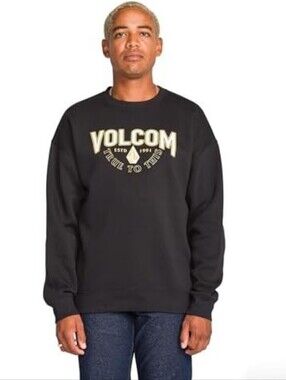 Volcom Black Crewneck Sweatshirt with Cream Logo  -BB